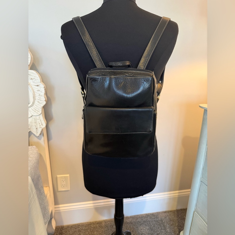 Black Leather Backpack Pearlina